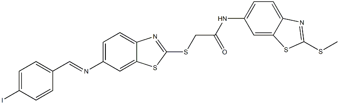 2-({6-[(4-iodobenzylidene)amino]-1,3-benzothiazol-2-yl}sulfanyl)-N-[2-(methylsulfanyl)-1,3-benzothiazol-6-yl]acetamide