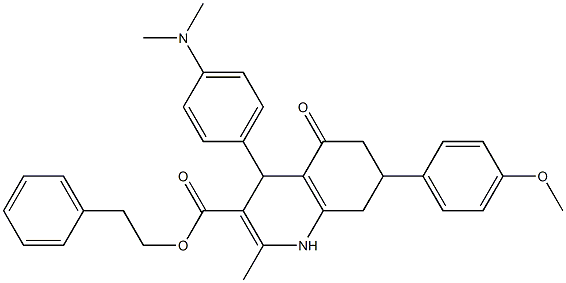 2-phenylethyl 4-[4-(dimethylamino)phenyl]-7-(4-methoxyphenyl)-2-methyl-5-oxo-1,4,5,6,7,8-hexahydro-3-quinolinecarboxylate 结构式