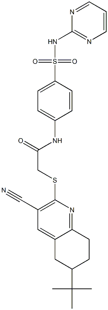 2-[(6-tert-butyl-3-cyano-5,6,7,8-tetrahydroquinolin-2-yl)sulfanyl]-N-{4-[(pyrimidin-2-ylamino)sulfonyl]phenyl}acetamide