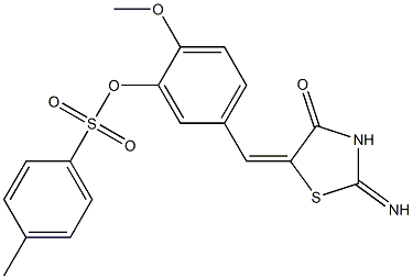 5-[(2-imino-4-oxo-1,3-thiazolidin-5-ylidene)methyl]-2-methoxyphenyl 4-methylbenzenesulfonate Struktur