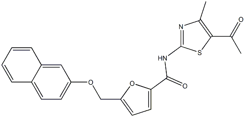 N-(5-acetyl-4-methyl-1,3-thiazol-2-yl)-5-[(2-naphthyloxy)methyl]-2-furamide Structure