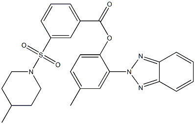 2-(2H-1,2,3-benzotriazol-2-yl)-4-methylphenyl 3-[(4-methyl-1-piperidinyl)sulfonyl]benzoate Struktur