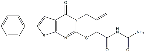 N-{[(3-allyl-4-oxo-6-phenyl-3,4-dihydrothieno[2,3-d]pyrimidin-2-yl)sulfanyl]acetyl}urea Structure