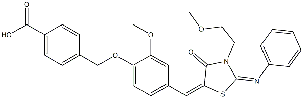 4-[(2-methoxy-4-{[3-(2-methoxyethyl)-4-oxo-2-(phenylimino)-1,3-thiazolidin-5-ylidene]methyl}phenoxy)methyl]benzoic acid