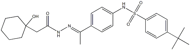 4-tert-butyl-N-(4-{N-[(1-hydroxycyclohexyl)acetyl]ethanehydrazonoyl}phenyl)benzenesulfonamide Struktur