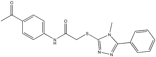 N-(4-acetylphenyl)-2-[(4-methyl-5-phenyl-4H-1,2,4-triazol-3-yl)sulfanyl]acetamide 结构式