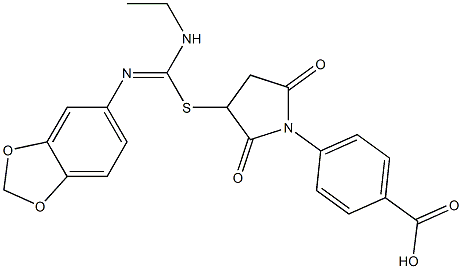 4-(3-{[(1,3-benzodioxol-5-ylimino)(ethylamino)methyl]sulfanyl}-2,5-dioxo-1-pyrrolidinyl)benzoic acid Structure