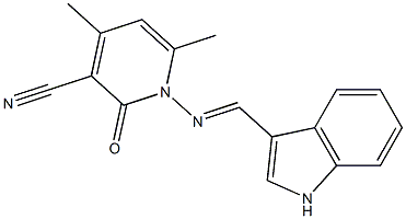 1-{[(E)-1H-indol-3-ylmethylidene]amino}-4,6-dimethyl-2-oxo-1,2-dihydro-3-pyridinecarbonitrile Structure