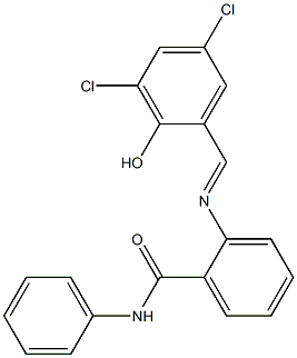 2-{[(E)-(3,5-dichloro-2-hydroxyphenyl)methylidene]amino}-N-phenylbenzamide Struktur