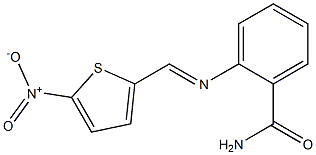 2-{[(E)-(5-nitro-2-thienyl)methylidene]amino}benzamide Struktur