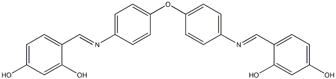 4-({[4-(4-{[(E)-(2,4-dihydroxyphenyl)methylidene]amino}phenoxy)phenyl]imino}methyl)-1,3-benzenediol Struktur