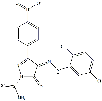 4-[(Z)-2-(2,5-dichlorophenyl)hydrazono]-3-(4-nitrophenyl)-5-oxo-1H-pyrazole-1(5H)-carbothioamide Struktur