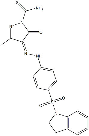 4-{(Z)-2-[4-(2,3-dihydro-1H-indol-1-ylsulfonyl)phenyl]hydrazono}-3-methyl-5-oxo-1H-pyrazole-1(5H)-carbothioamide Structure