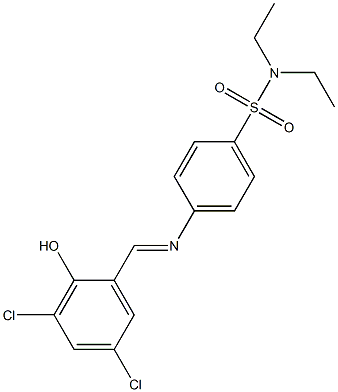 4-{[(E)-(3,5-dichloro-2-hydroxyphenyl)methylidene]amino}-N,N-diethylbenzenesulfonamide Structure