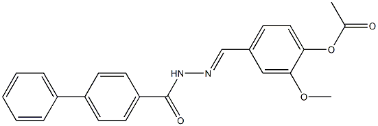 4-{[(E)-2-([1,1'-biphenyl]-4-ylcarbonyl)hydrazono]methyl}-2-methoxyphenyl acetate Structure