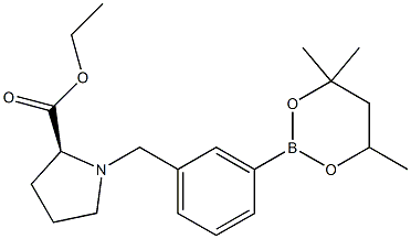 Ethyl 1-[3-(4,4,6-trimethyl-1,3,2-dioxaborinan-2-yl)benzyl]prolinate Struktur