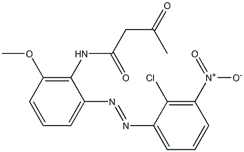 2-アセチル-2'-(2-クロロ-3-ニトロフェニルアゾ)-6'-メトキシアセトアニリド 化学構造式