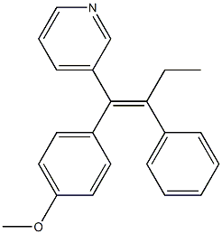 (E)-1-(4-メトキシフェニル)-2-フェニル-1-(3-ピリジニル)-1-ブテン 化学構造式