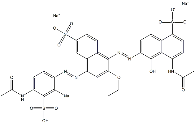 8'-Acetylamino-4-[(4-acetylamino-2-sodiosulfophenyl)azo]-2-ethoxy-1'-hydroxy[1,2'-azobisnaphthalene]-5',6-disulfonic acid disodium salt 结构式