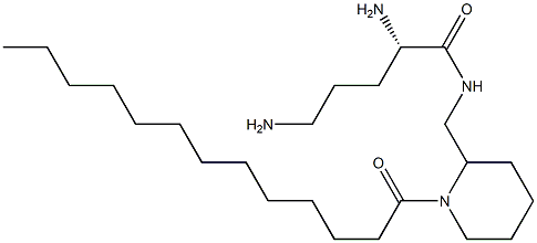 (2S)-2,5-ジアミノ-N-[(1-トリデカノイル-2-ピペリジニル)メチル]ペンタンアミド 化学構造式