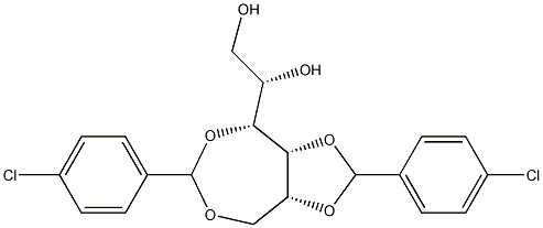 3-O,6-O:4-O,5-O-ビス(4-クロロベンジリデン)-D-グルシトール 化学構造式