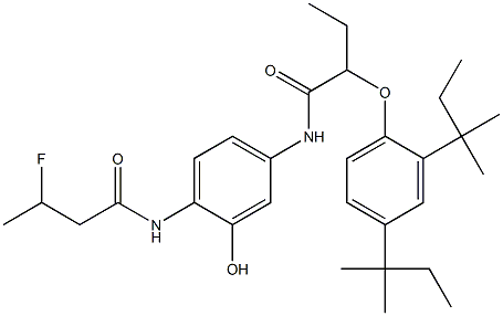 2-(3-フルオロブチリルアミノ)-5-[2-(2,4-ジ-tert-アミルフェノキシ)ブチリルアミノ]フェノール 化学構造式