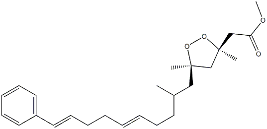 (3R,5R,10E,14E)-15-Phenyl-3,5,7-trimethyl-3,5-epidioxy-10,14-pentadecadienoic acid methyl ester Structure