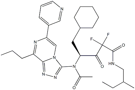 (4S)-5-Cyclohexyl-2,2-difluoro-4-[[8-propyl-6-(3-pyridinyl)-1,2,4-triazolo[4,3-a]pyrazin-3-yl]acetylamino]-N-(2-methylbutyl)-3-oxovaleramide Struktur