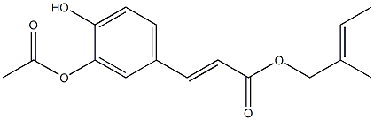 (E)-3-(3-アセチルオキシ-4-ヒドロキシフェニル)プロペン酸2-メチル-2-ブテニル 化学構造式