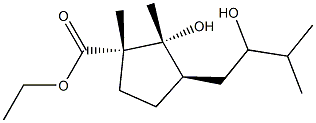 (1S,2R,3R)-2-ヒドロキシ-3-(2-ヒドロキシ-3-メチルブチル)-1,2-ジメチルシクロペンタン-1-カルボン酸エチル 化学構造式