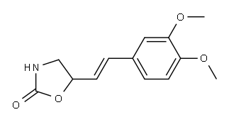 5-[(E)-2-(3,4-ジメトキシフェニル)ビニル]オキサゾリジン-2-オン 化学構造式