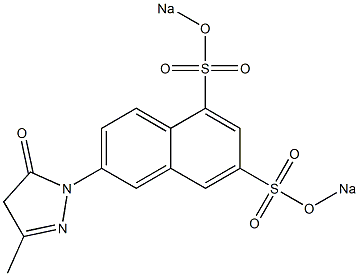 1-[5,7-ジ(ソジオスルホ)-2-ナフチル]-3-メチル-2-ピラゾリン-5-オン 化学構造式