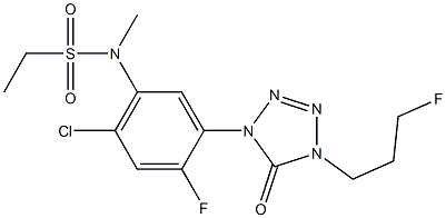 1-[2-フルオロ-4-クロロ-5-エチルスルホニル(メチル)アミノフェニル]-4-(3-フルオロプロピル)-1H-テトラゾール-5(4H)-オン 化学構造式