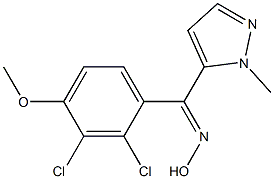 (E)-(2,3-ジクロロ-4-メトキシフェニル)(2-メチル-2H-ピラゾール-3-イル)ケトンオキシム 化学構造式
