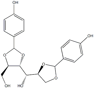 2-O,3-O:5-O,6-O-ビス(4-ヒドロキシベンジリデン)-L-グルシトール 化学構造式