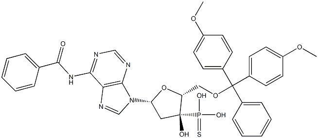 5'-O-(4,4'-Dimethoxytrityl)-N-benzoyl-2'-deoxyadenosine 3'-thiophosphonic acid,,结构式