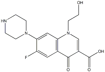 6-フルオロ-1-(2-ヒドロキシエチル)-1,4-ジヒドロ-7-(1-ピペラジニル)-4-オキソキノリン-3-カルボン酸 化学構造式