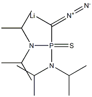 ジアゾ[ビス(ジイソプロピルアミノ)ホスフィノチオイル](リチオ)メタン 化学構造式