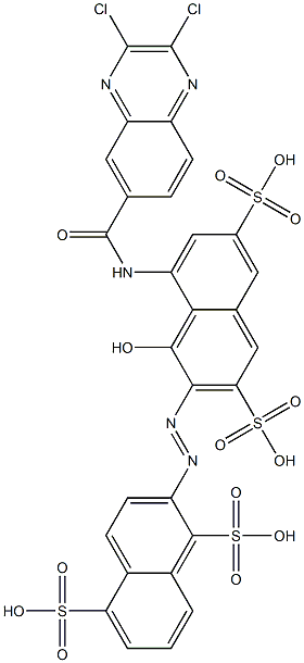 2-[[8-[[(2,3-Dichloro-6-quinoxalinyl)carbonyl]amino]-1-hydroxy-3,6-disulfo-2-naphthalenyl]azo]-1,5-naphthalenedisulfonic acid Struktur