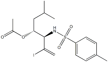 Acetic acid (1R)-1-[(R)-1-(tosylamino)-2-iodo-2-propenyl]-3-methylbutyl ester 结构式
