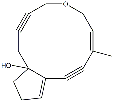 (8Z)-9-Methyl-6-oxabicyclo[10.3.0]pentadeca-8,12-diene-3,10-diyn-1-ol Struktur