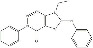 2-(Phenylimino)-3-ethyl-2,3-dihydro-6-phenylthiazolo[4,5-d]pyridazin-7(6H)-one 结构式