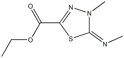 4-メチル-4,5-ジヒドロ-5-(メチルイミノ)-1,3,4-チアジアゾール-2-カルボン酸エチル 化学構造式