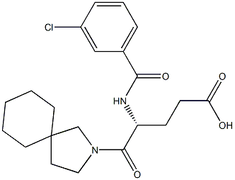 (R)-4-(3-Chlorobenzoylamino)-5-oxo-5-(2-azaspiro[4.5]decan-2-yl)valeric acid Struktur