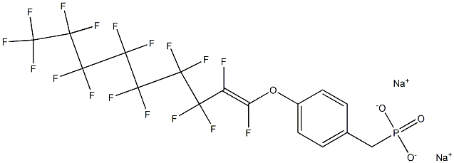 4-(ヘプタデカフルオロ-1-ノネニルオキシ)ベンジルホスホン酸水素ナトリウム 化学構造式