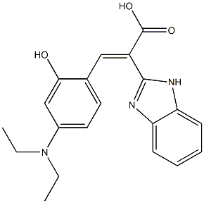 2-(1H-ベンゾイミダゾール-2-イル)-3-[2-ヒドロキシ-4-(ジエチルアミノ)フェニル]アクリル酸 化学構造式