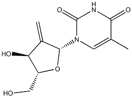5-メチル-2'-デオキシ-2'-メチレンウリジン 化学構造式