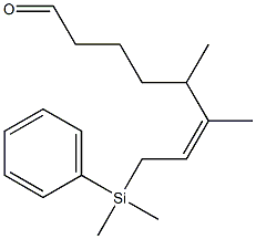 (6Z)-5,6-ジメチル-8-(ジメチルフェニルシリル)-6-オクテン-1-アール 化学構造式