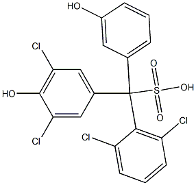 (2,6-Dichlorophenyl)(3,5-dichloro-4-hydroxyphenyl)(3-hydroxyphenyl)methanesulfonic acid Struktur