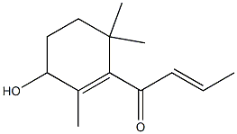 (E)-1-(2,6,6-トリメチル-3-ヒドロキシ-1-シクロヘキセン-1-イル)-2-ブテン-1-オン 化学構造式